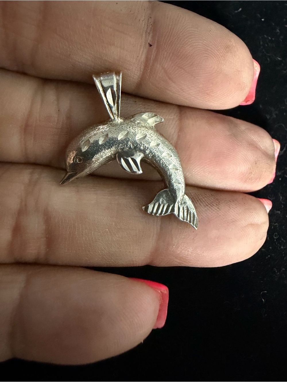 Sterling Silver Dolphin Pendant - Silver